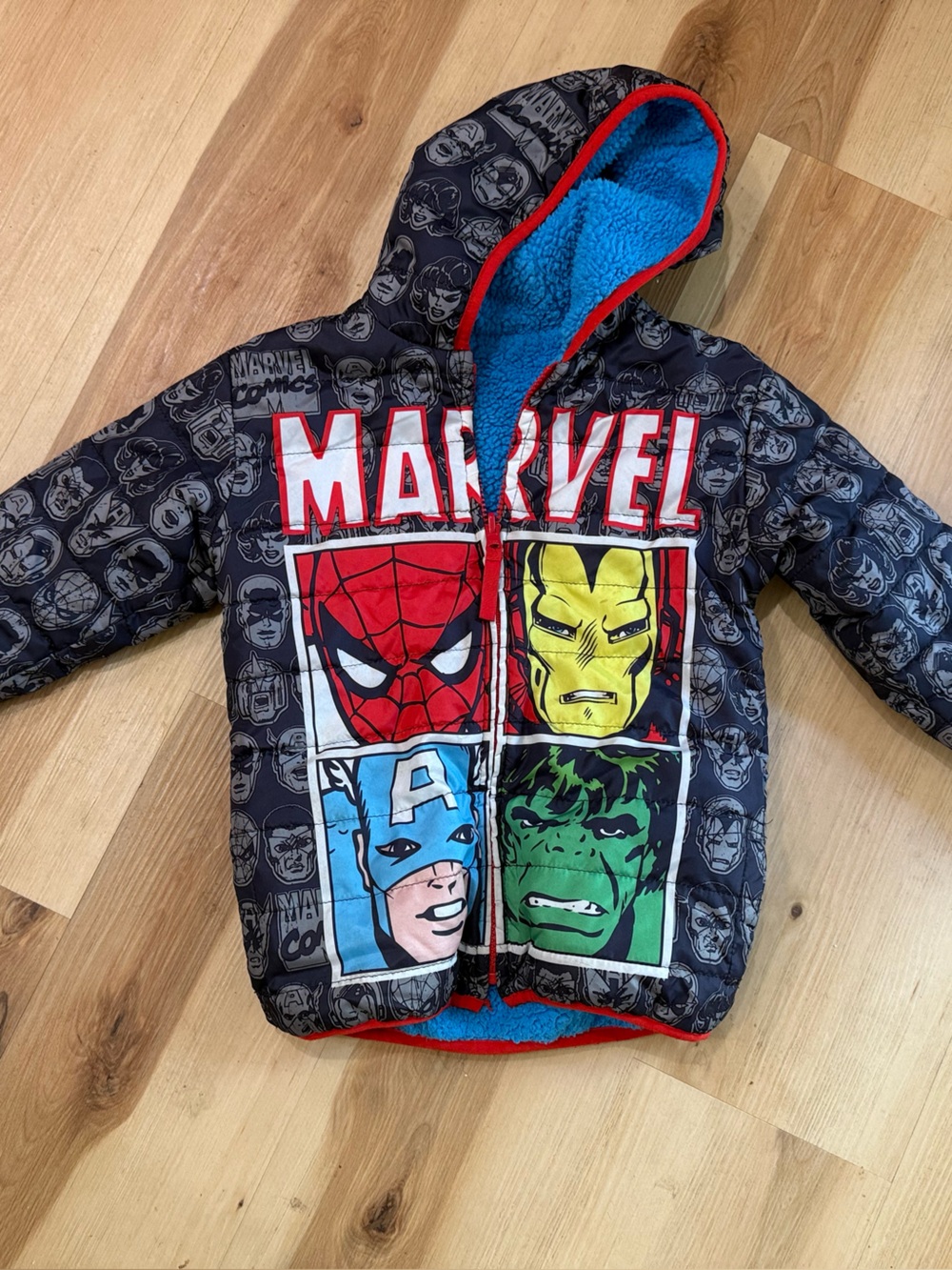Marvel Gray and Red Super Hero Graphic Jacket